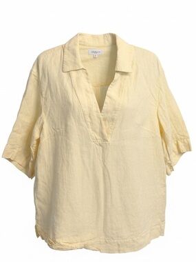 Lafayette 148 New York Yellow 100% Linen Top Size 1X